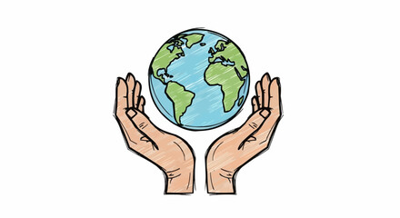 Hands cradling planet earth representing environmental protection and care.