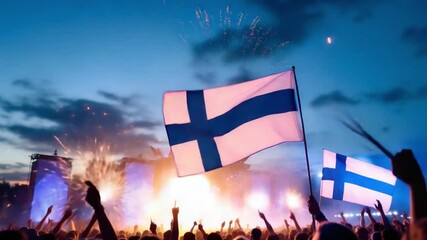 Finnish Independence Day Celebration with Fireworks.