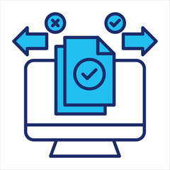 Decision making icon vector illustration in blue duo-tone style