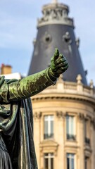 Fototapeta premium Statues Thumbs Up in Paris - A Glimpse of History and Architecture.