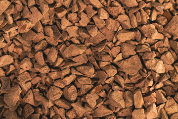 ​Full Frame Texture of Instant Coffee Granules Macro Shot.