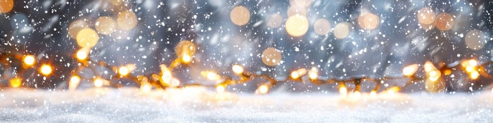 Magical Atmosphere Created by Falling Snow and Lights