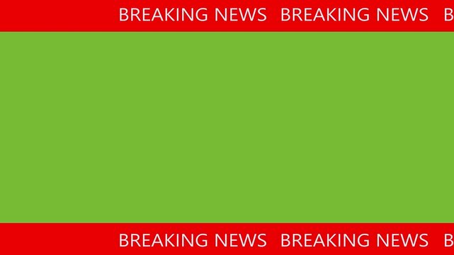 News lower third background overlay template with green screen, TV broadcast style animation for breaking news or live updates .Breaking news lower third 3rd chyron l3rd loop 4k 