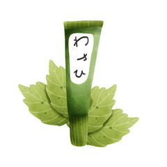 A hand-drawn wasabi illustration in soft watercolor style. Perfect for food designs, labels, menus, packaging, and Japanese-themed creative projects.
