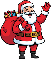 Cheerful Santa Claus Waving Vector Illustration