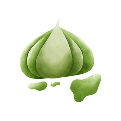 A hand-drawn wasabi illustration in a soft watercolor style. Perfect for food designs, labels, menus, packaging, and Japanese-themed creative projects.