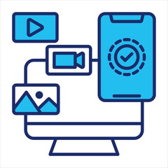 Digital Content icon vector illustration in blue duo-tone style