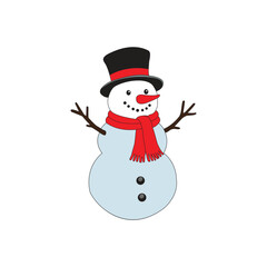 Christmas snowman on white background