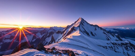 Sunrise illuminates Piz Kesch summit on Vadret da Porchabella glacier traverse,  alpine,  glacier
