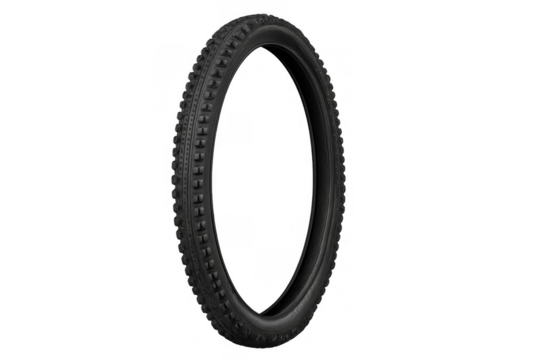 Mountain bike tire with robust tread providing grip and traction for off-road cycling, isolated on transparent background