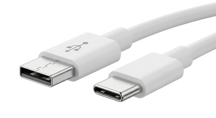 White USB-C and USB-A cable for charging and data transfer