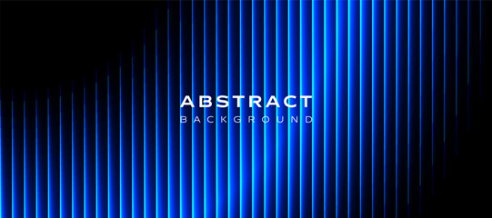 Neon blue lines abstract background with glowing vertical light beams for modern tech and vector digital design themes. futuristic backdrop presentations, banners