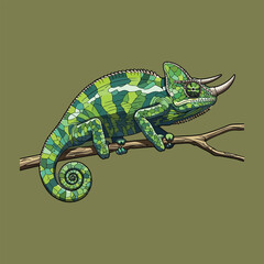 Chameleon  Vector Illustration Collection of Wild Animals girgiti