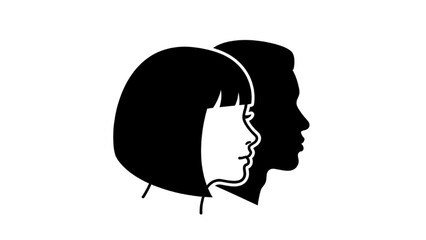 Stylized graphic of interconnected male and female profiles symbolizing shared human experience and identity