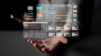Gantt chart displaying project timelines, task progress, and workflow management in a business dashboard interface Parse