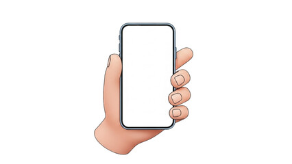 Hand holding a blank smartphone mockup, showcasing app design, mobile technology