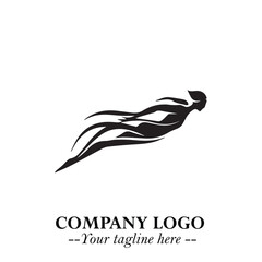 Obraz premium Woman Swimming Logo Symbol in Clean Minimal Vector Illustration on White Background