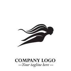 Woman Swimming Logo Symbol in Clean Minimal Vector Illustration on White Background