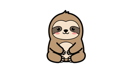 Adorable Cartoon Sloth Illustration with Kawaii Style, Perfect for Children's Designs
