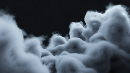 Dark background highlights fluffy white clouds, creating a dreamy and celestial atmosphere