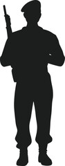 Soldier silhouette with rifle and beret weapon