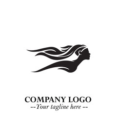 Woman Swimming Logo Symbol in Clean Minimal Vector Illustration on White Background