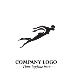 Woman Swimming Logo Symbol in Clean Minimal Vector Illustration on White Background