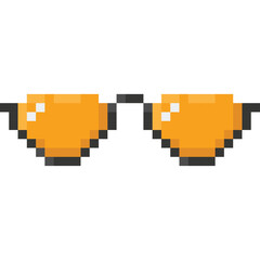 Obraz premium Pixelated Orange Sunglasses With Black Frame On A Transparent Background A Retro Style Accessory