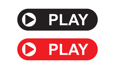 Play Button Icons for Media Controls. Black and red play button symbols ideal for media interfaces, video players, and digital user interface design in apps or websites.