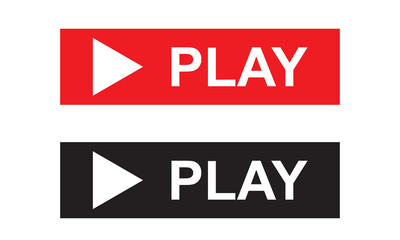 Play Button Icons for Media Controls. Black and red play button symbols ideal for media interfaces, video players, and digital user interface design in apps or websites.