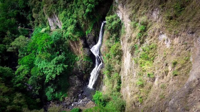 Aerial View of El Salto de la Novia Waterfall in Ujarr&aacute;s, Costa Rica