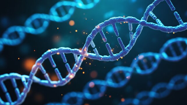 Stunning DNA strand illustration for science advancements, genome research, and genetic engineering medical and research