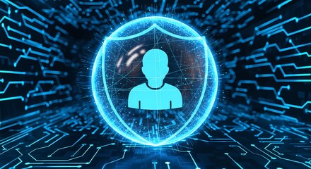 Futuristic Cybersecurity Shield Protecting Digital User Identity
