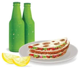 Fototapete Rund Kinder Tacos and Beverages on Plate  © GraphicsRF