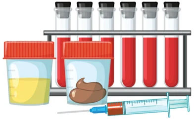 Fototapete Rund Kinder Medical Sample Containers and Blood Test Tubes Illustration  © GraphicsRF