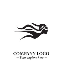 Woman Swimming Logo Symbol in Clean Minimal Vector Illustration on White Background