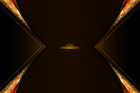Modern Dark Brown Abstract Background With Light Golden Triagle Shapes and Sparkle
