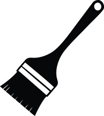 A simple black and white illustration of a single paint brush icon