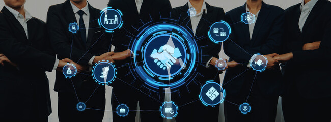 Business concept icons showing mergers and acquisitions, partnership, investment, and growth. mergers and acquisitions creates synergy, supports expansion, and drives corporate value. Entice