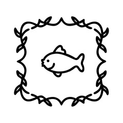 A cute fish in a square frame isolated on