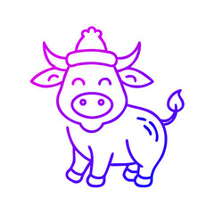 Cute cow with a hat isolated on illustration