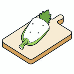 Daikon radish on a cutting board isolated on