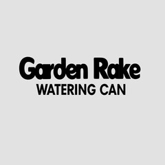 Garden rake and watering can isolated on