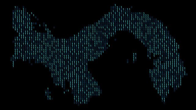 Panama Binary code map animation, Digital data visualization, alpha layer