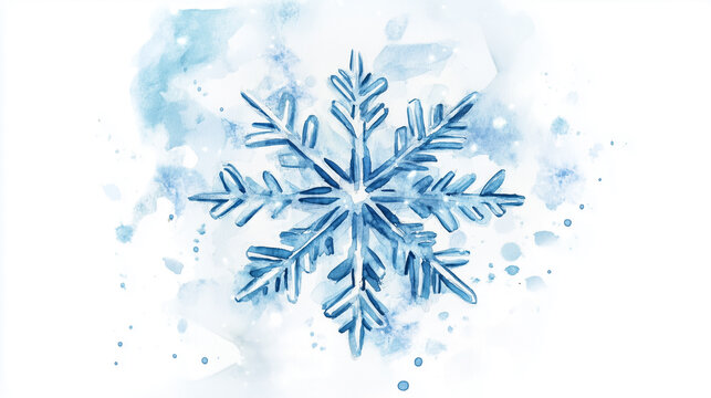 Watercolor snowflake. Christmas and New Year theme in watercolor