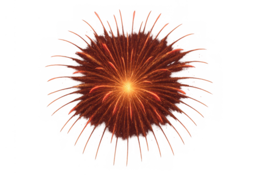 Firework bursting with vibrant sparks and light. Celebrating events, holidays, and parties. Transparent background