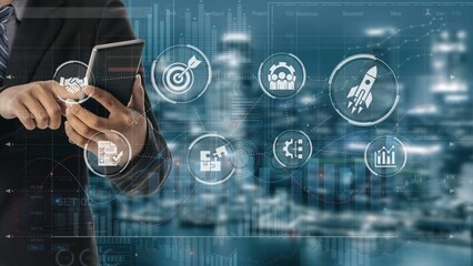 Project management dashboard showing project management strategy, planning, project management workflow, and project management team icons for better coordination. Muxer
