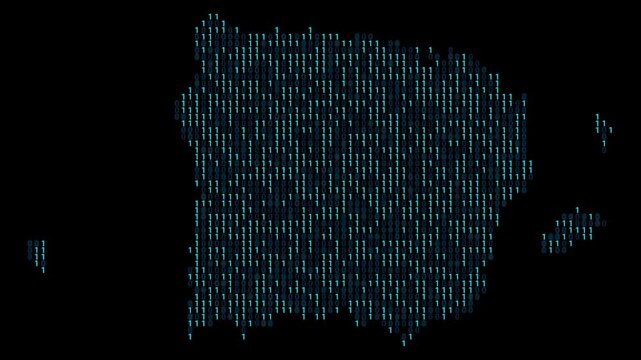 Puerto Rico Binary code map animation, Digital data visualization, alpha layer