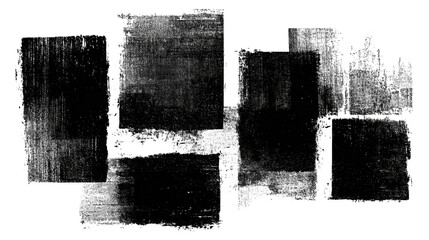 A collection of abstract, textured black and white shapes arranged in a visually striking composition.