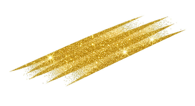 Shimmering golden glitter diagonal brush stroke effect element